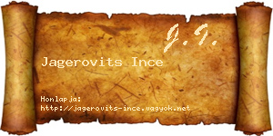 Jagerovits Ince névjegykártya